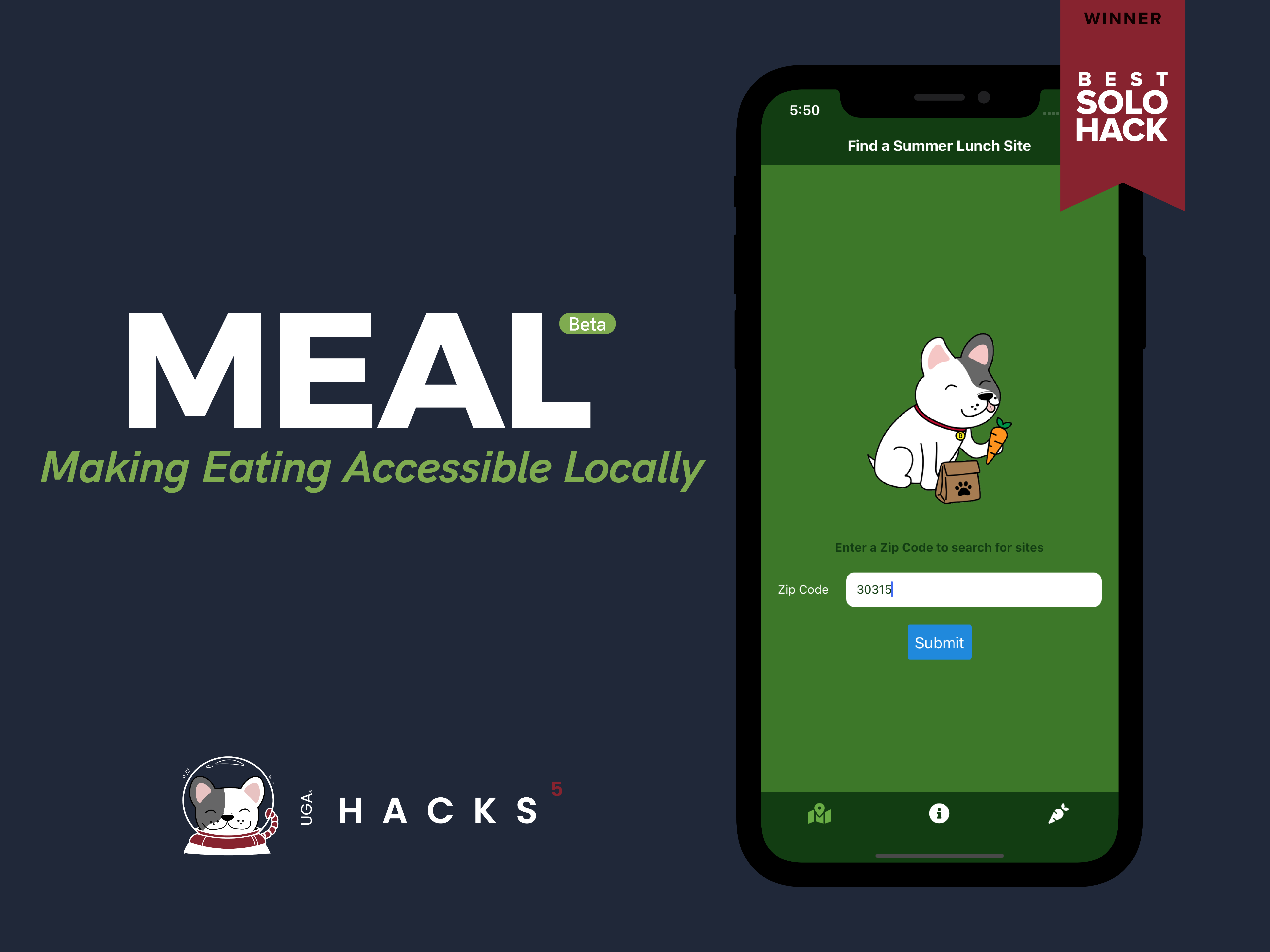 Preview of MEAL interface on iPhone 11 Pro